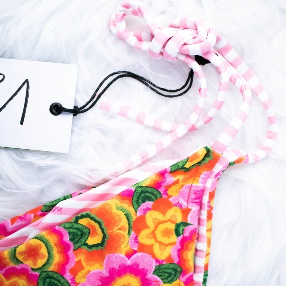🍋 VDM the Label Pink Floral Bikini Bottoms Bikini Underwear Women Size Medium - Picture 3 of 7